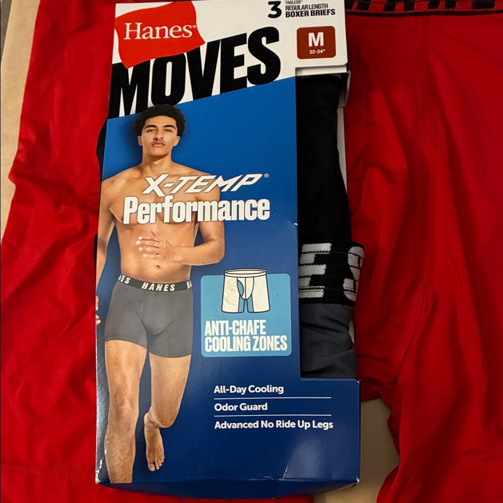 Hanes X-Temp Performance Boxer Briefs - Red and Black 3 pack